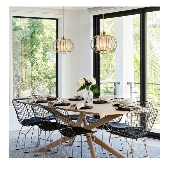 XSDeTu 1 Single Gold Crystal Pendant Light Kitchen Light Adjustable 59 inch Cord - Picture 4 of 14